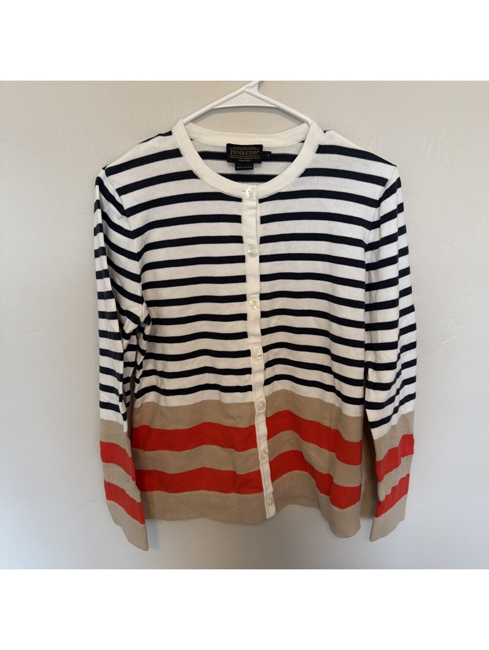 Pendleton Sweater Women Large Stripes 100% Cotton